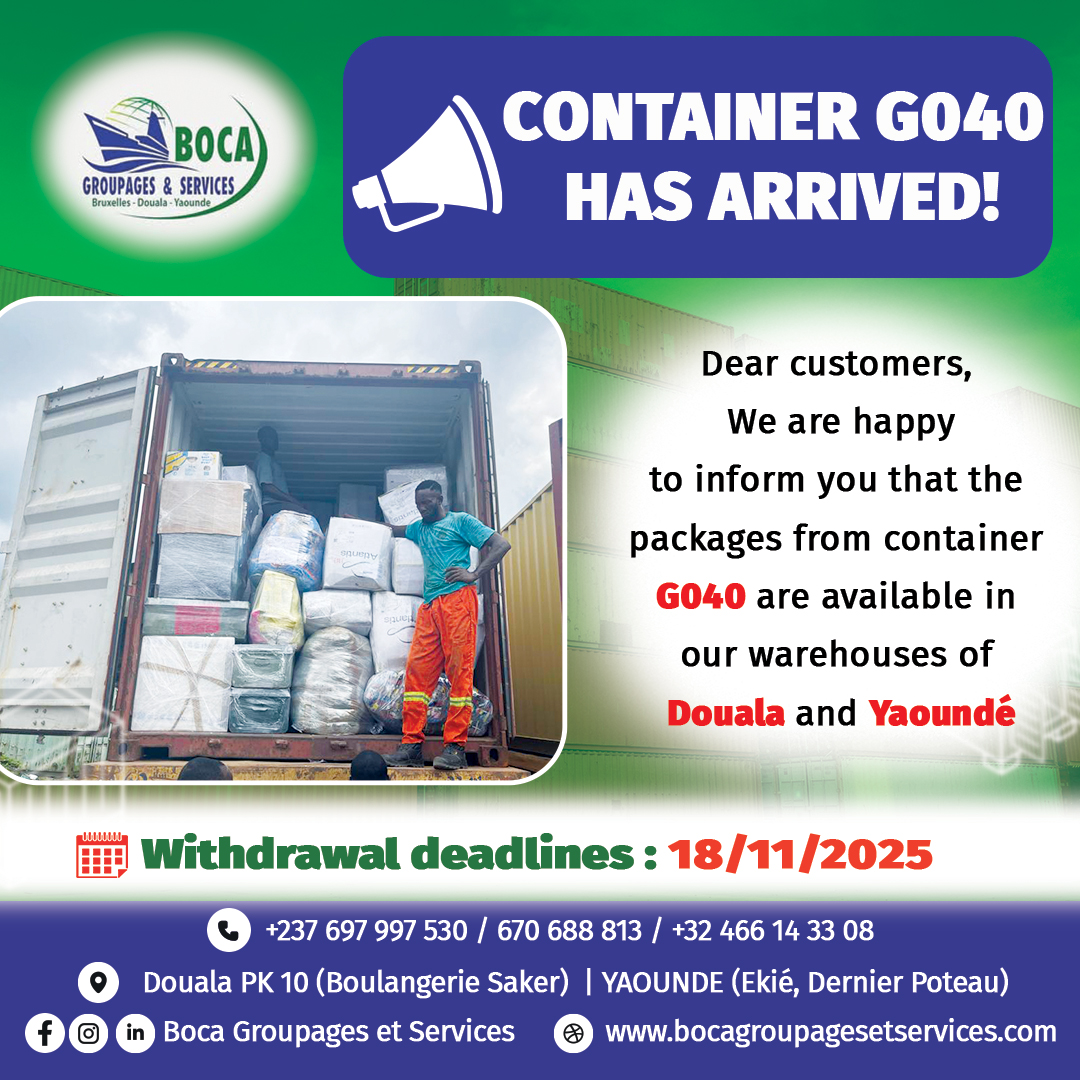 ARRIVAL OF THE PACKAGES OF CONTAINER G040